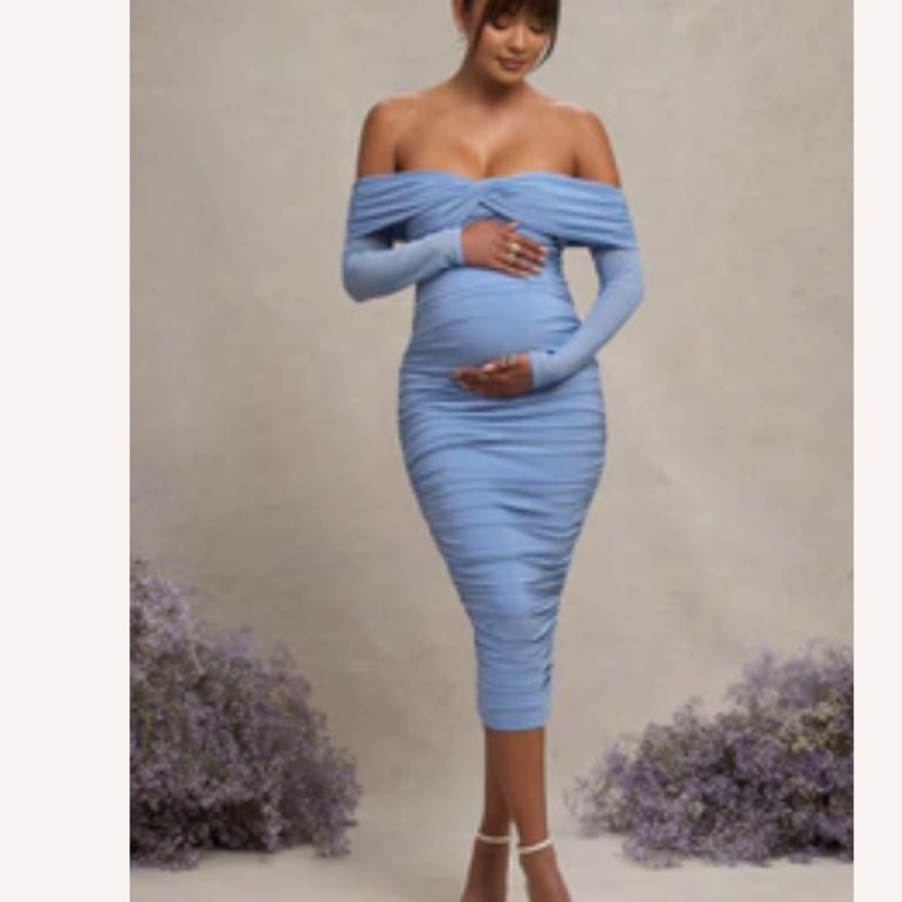 Club L London Off-Shoulder Blue Dress